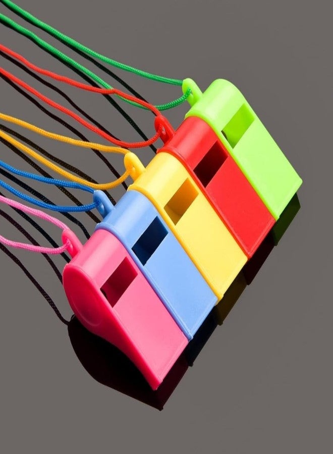 FULLFILLS Plastic noise maker whistles with lanyard for noise blowing (Pack of 12 pcs) - Image 2